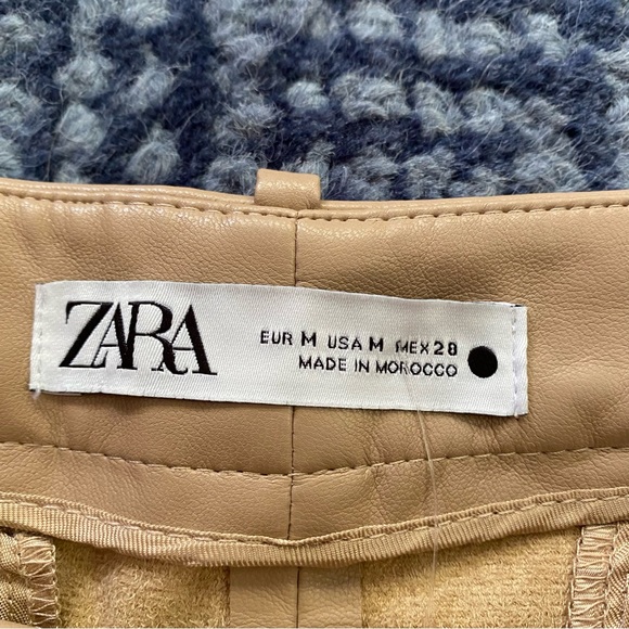 🍂 ZARA TAN FAUX LEATHER HIGH WAIST BERMUDA SHORTS! - Picture 12 of 16